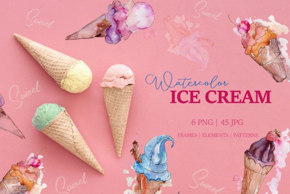 Appetizing Ice Cream Watercolor for Local Business Branding