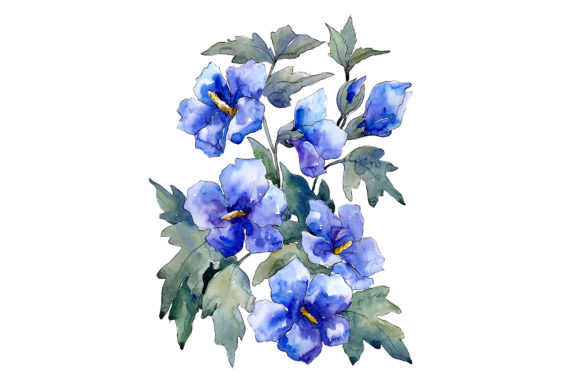Bouquet of Flowers Blues Nona Watercolor Illustrations