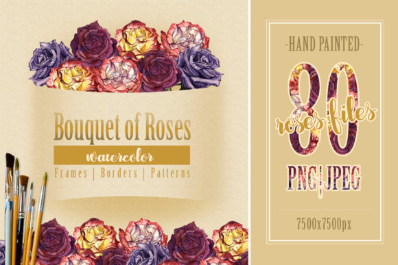 Bouquet of Roses Watercolor Set: A Versatile Illustration for Creative Projects