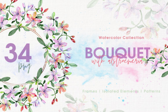Bouquets with Alstroemeria Watercolor: A Versatile Illustration for Creative Projects