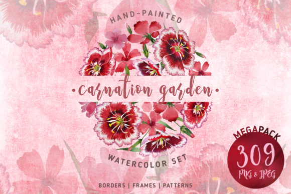 Carnation Garden Watercolor Set: A Fresh Touch for Editorial and Web Design