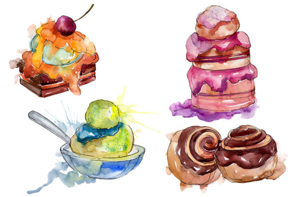 Dessert Appetizing Watercolor: A Versatile Illustration for Local Business Branding