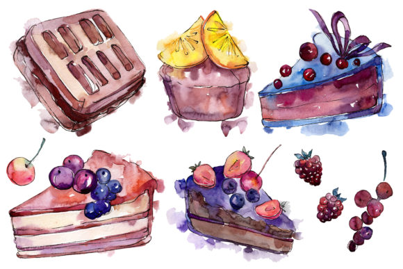 Dessert Fruit Tale Watercolor: A Delightful Graphic Design Asset for Crafters