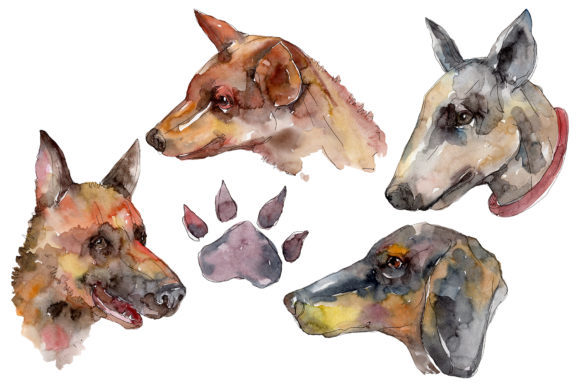 Farm Animals Dog Head Watercolor: A Versatile Illustration for Creative Projects