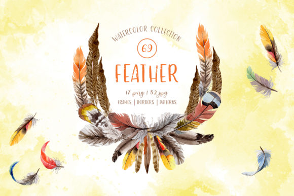 Feather Watercolor Illustrations for Handmade Product Design