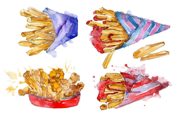 French Fries Watercolor Illustrations: A Designer’s Perspective