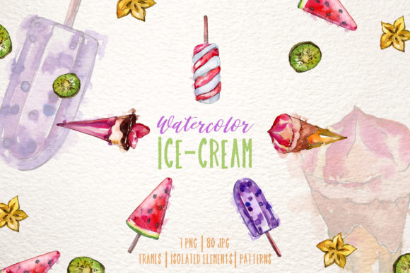 Ice-cream Pleasure Watercolor for Local Business Branding