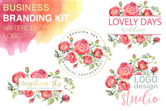 LOGO with Red Roses Watercolor: A Beautiful Illustration for Crafters