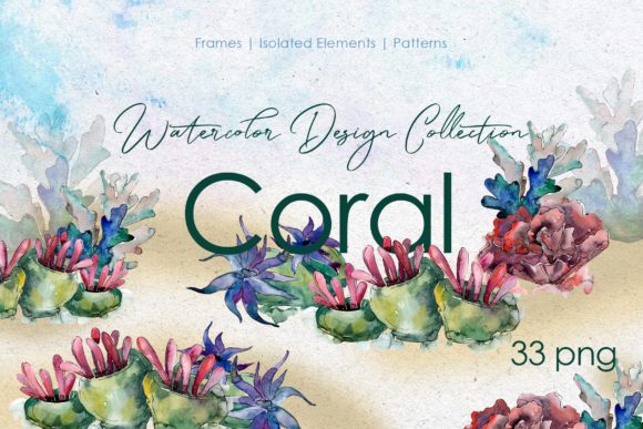 Seafood Corals Watercolor Illustrations for Real Crafting Projects