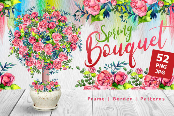 Spring Bouquet Watercolor Set for Digital Illustrations