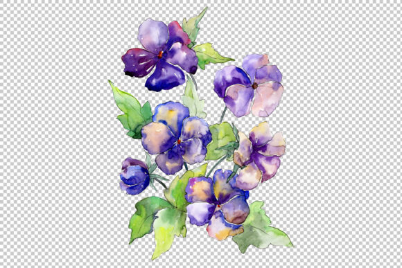 Watercolor Bouquet of Purple Viola Set – A Versatile Illustration for Creative Projects
