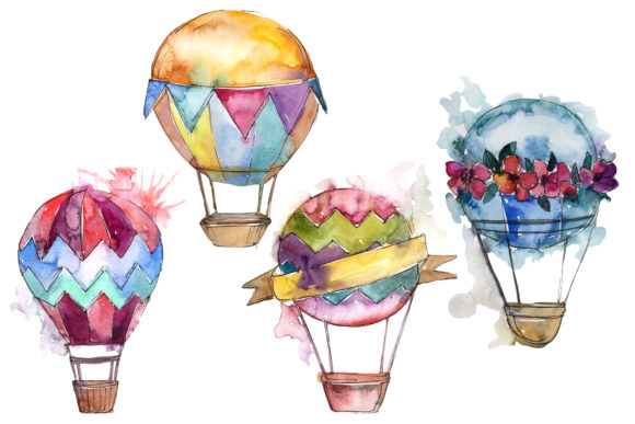 Watercolor Holiday Balloons Set: A Festive Illustration for Local Business Branding