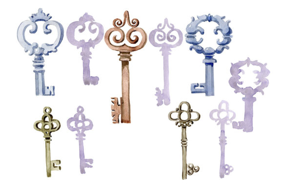 Watercolor Vintage Old Keys Set: A Versatile Illustration for Digital Sellers